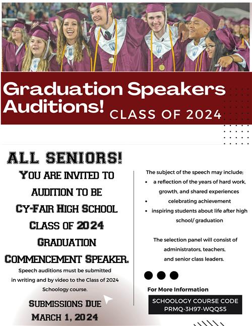 Graduation Speaker Audition information PDF below